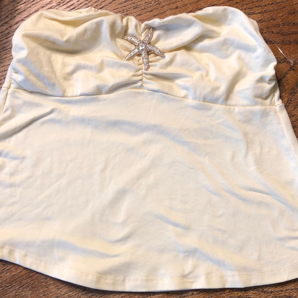 Strapless Cream Crop Top with Starfish Accent